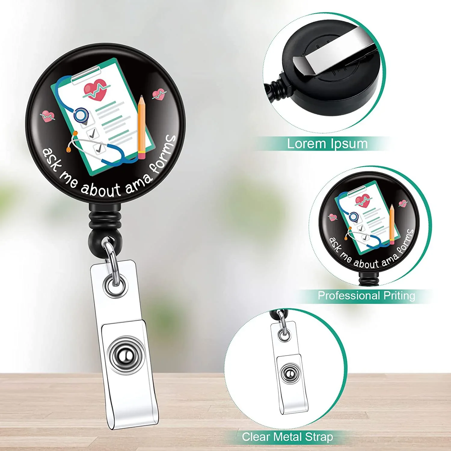 Imagem -02 - Retrátil Hospital Enfermeira Badge Reel Clip Cartoon Medicina Médico Estudantes ic id Card Badge Holder Alta Qualidade