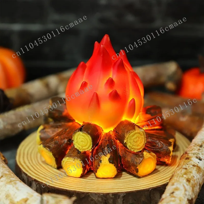 LED resin simulation charcoal flame atmosphere light fake carbon Internet celebrity battery model bar ornament Christmas gift