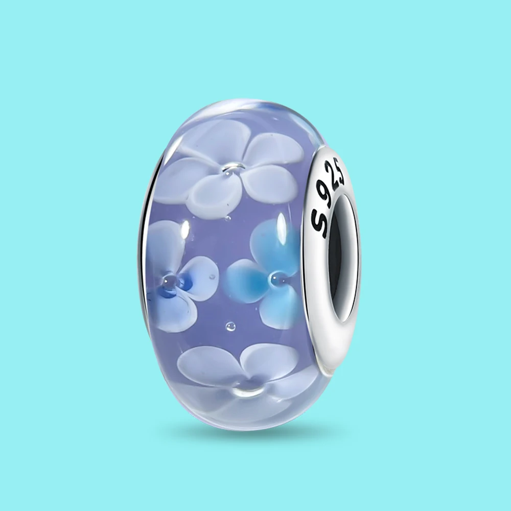Pendant Charm Bead 925 Sterling Silver Glazed Flowers Beads Fit Original Bracelet for Jewelry Making Valentine's Day gift