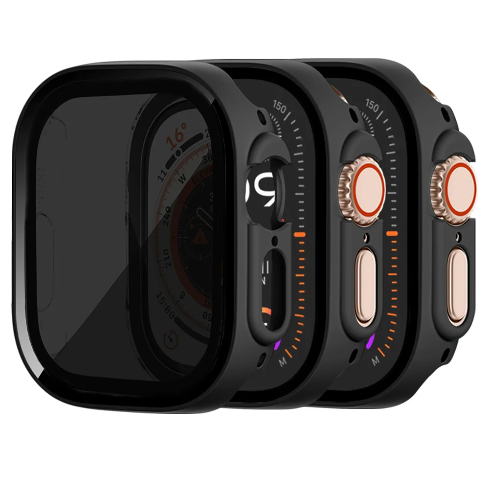 Privacy Tempered Glass+ case for Apple Watch ultra 49mm Anti-Spy Screen Protector Cover iWatch series  Ultra 2 49 mm Accessories