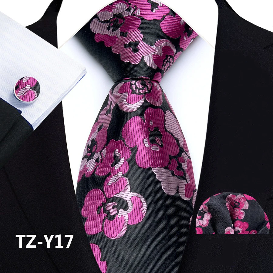 Paisley-Krawattenset für Herren, luxuriöse Krawatte, Einstecktuch, Manschettenknöpfe, 3-teiliges Set, klassische florale Krawatte, Einstecktuch für Anzug, Hochzeit, Business, Cravata – Detail 21