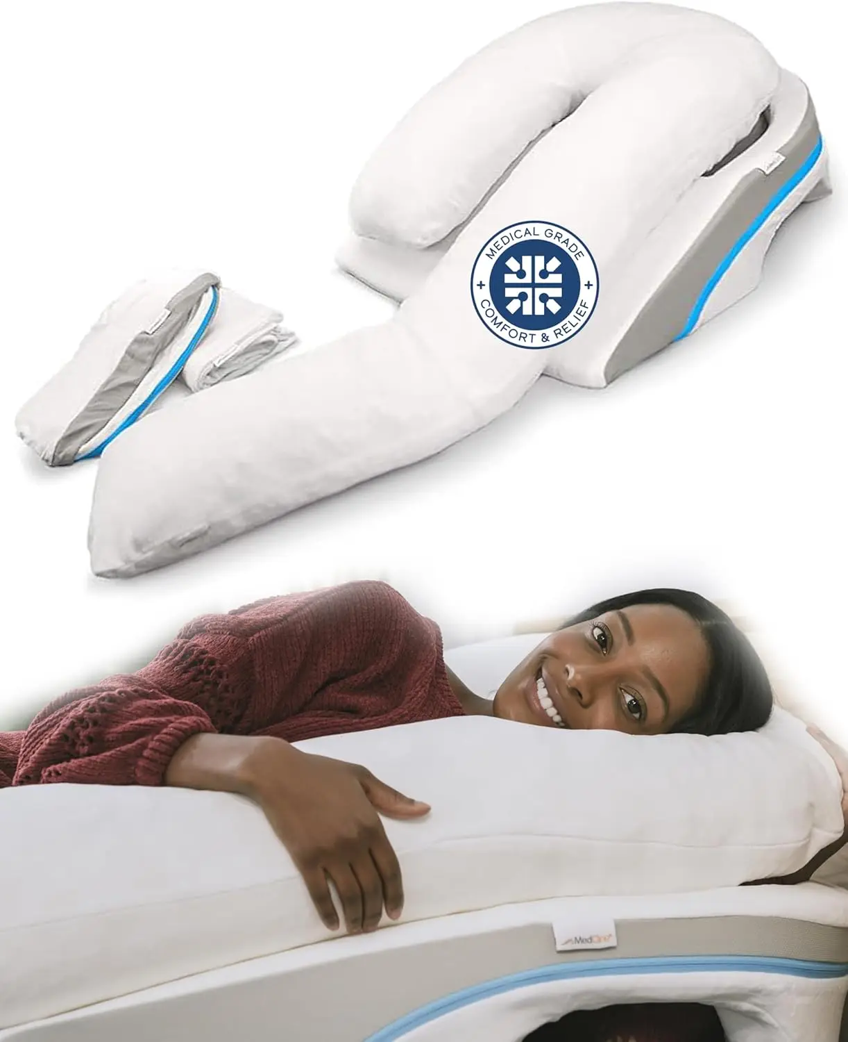 MedCline Shoulder Relief System with Extra Cases |Bed Wedge Pillow for Shoulder Pain Relief & Therapeutic Body Pillow