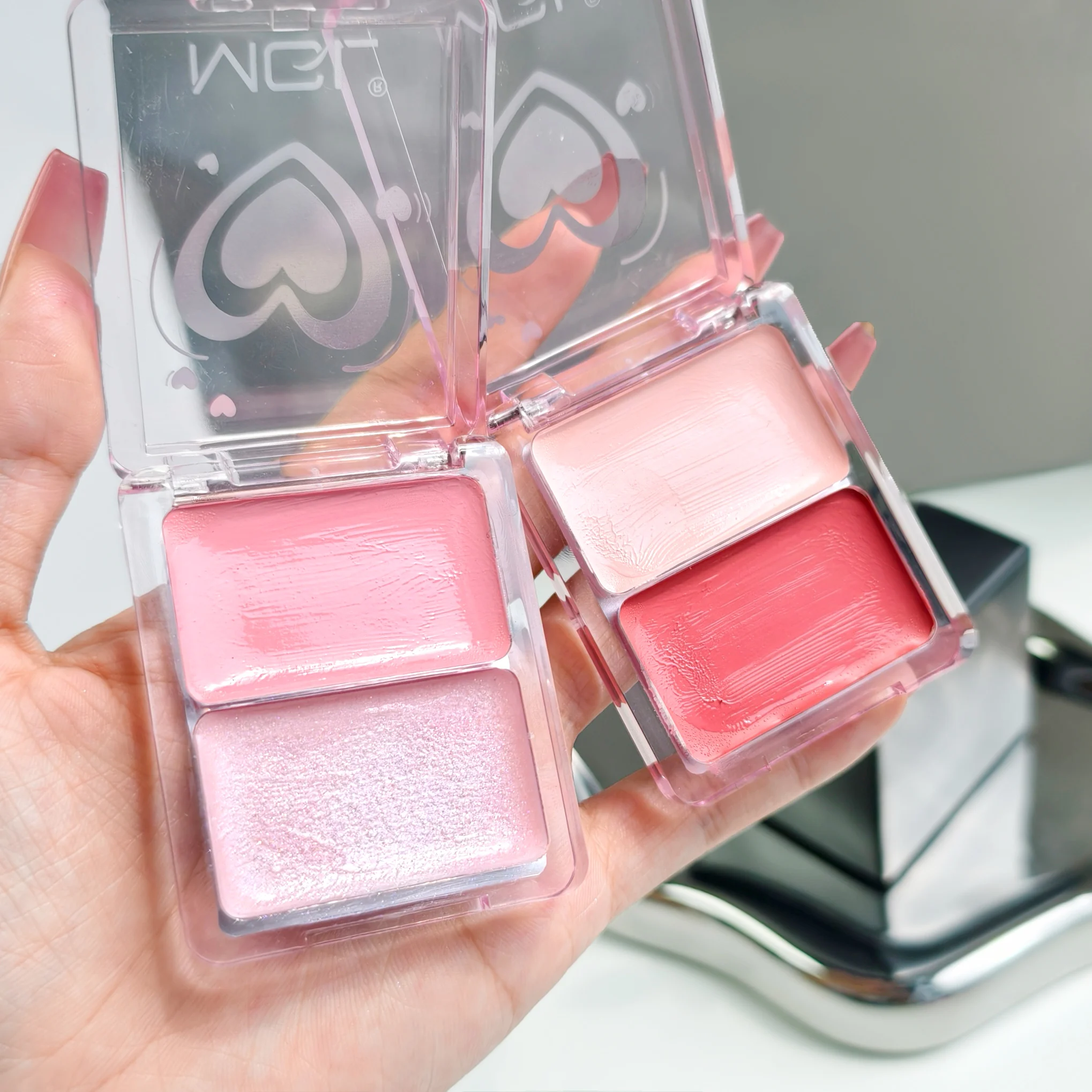 Dewy Blush Duo Cream Highlight Palette Soft Cheek Color Healthy Glow Makeup