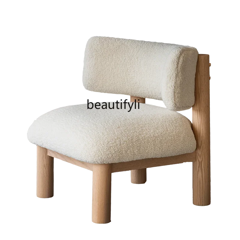 

C Pure White Armchair Leisure Chair Sofa Chair Oak Solid Wood Living Room