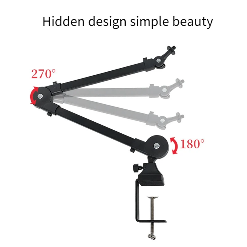 Soporte de brazo de micrófono de alta resistencia, ajustable y plegable, de Metal negro, apto para estudio y actuaciones en vivo