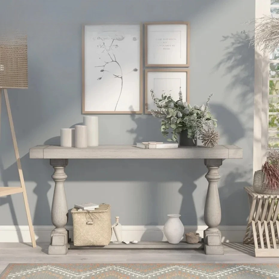 

FLog entrance table retro and old solid wood entrance table aisle living room sofa back against the wall decorative long table