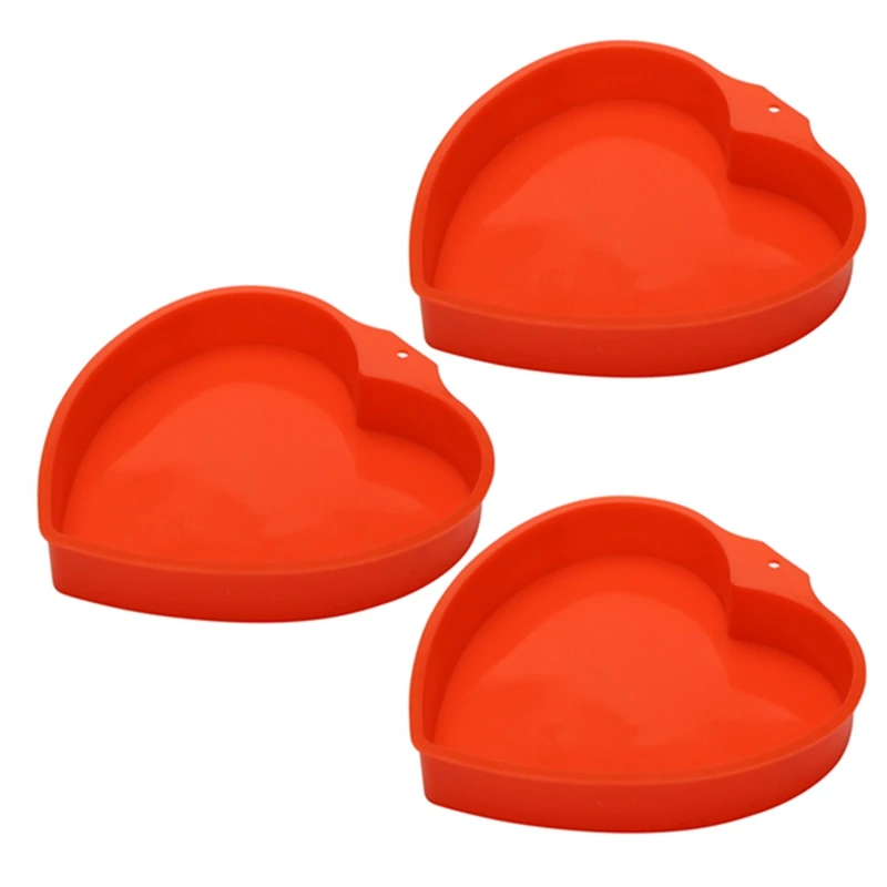 

3PCS Silicone Heart Shaped Cake Pans 8 Inch Nonstick Mold For Baking For Valentine's Day & Special Occasions