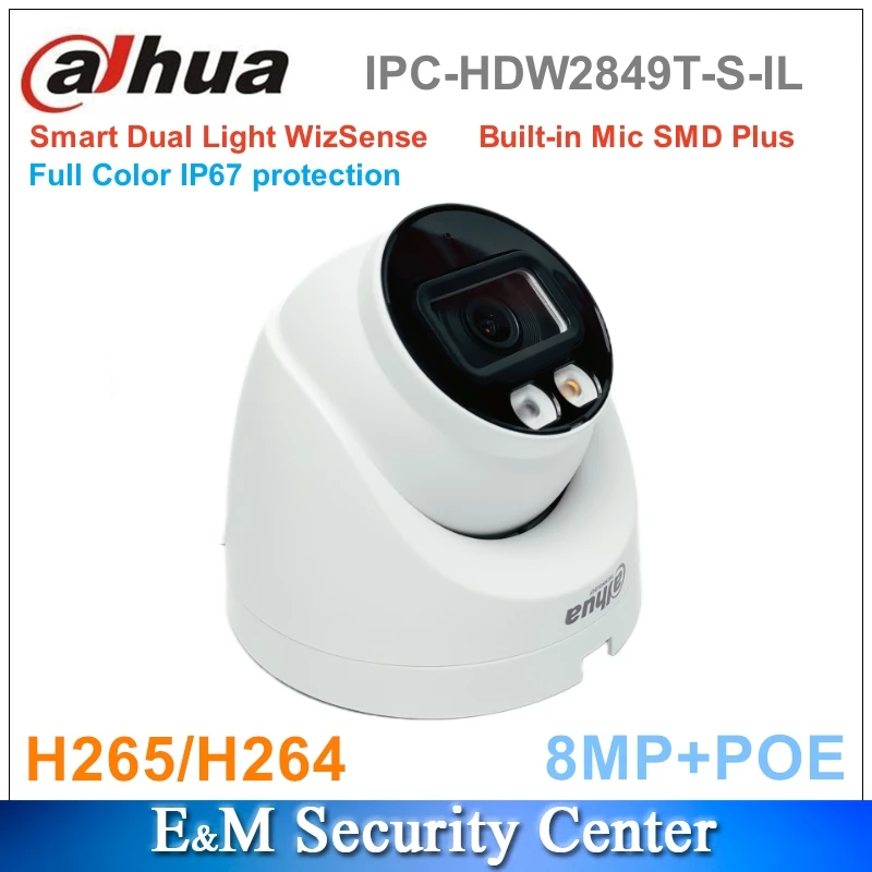 Original Dahua IPC-HDW2849T-S-IL 8MP Smart Dual Light Fixed-focal Built in MIC Eyeball WizSense Network Surveillance Camera