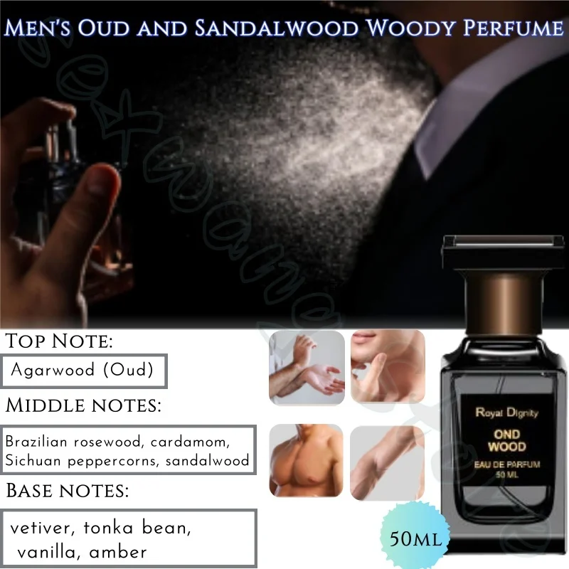 

ROYDIG Men's Charming Perfume Oud Sandalwood Woody Fragrance Long-lasting Eau de Toilette Fresh and Elegant Odor Covering 50ml