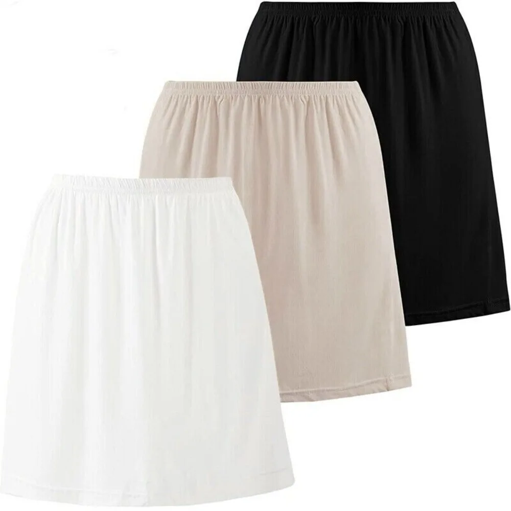 Underskirt Half Slips Dress for Women Summer Thin Ice Silk High Waist Elastic Anti-Penetrating Underskirt Lining Petticoat