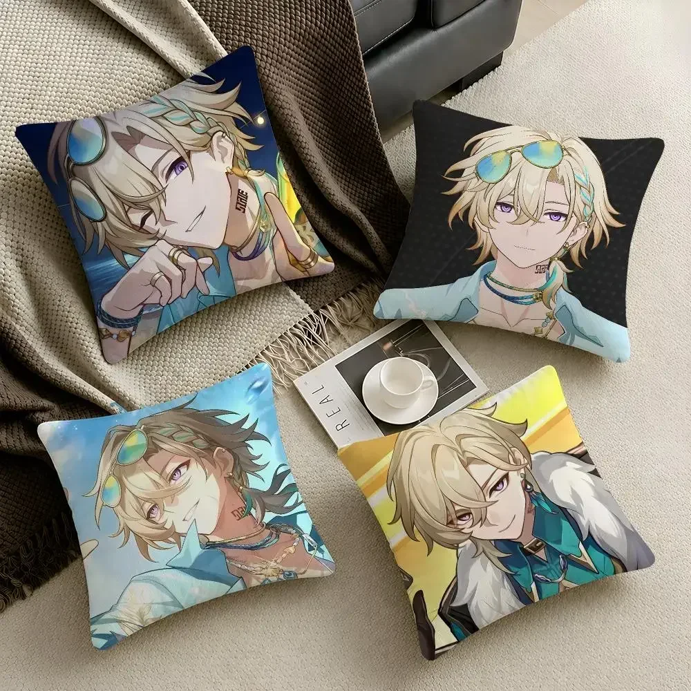 Gaming Honkai Star Rail Aventurine Chibi Cushion Cover Throw Pillow Soft Short Plush Durable Colorfast Sofa Bedroom Home Decor