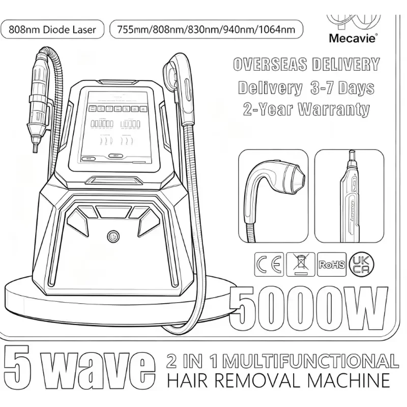 2026NEW 5000W 5 Wave Diode Point Painless Multi Wavelength Salon Home Premium Machine