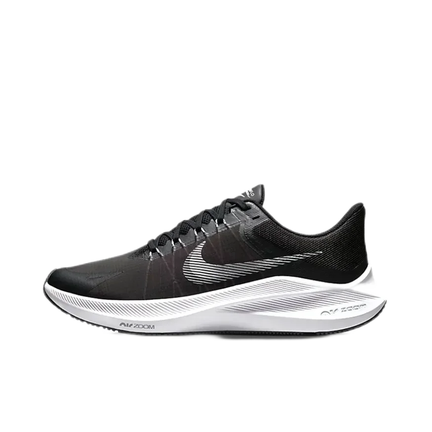 حذاء الجري Nike Zoom winflo 8 Low Top مريح ممتص للصدمات للرجال والنساء باللون الأسود