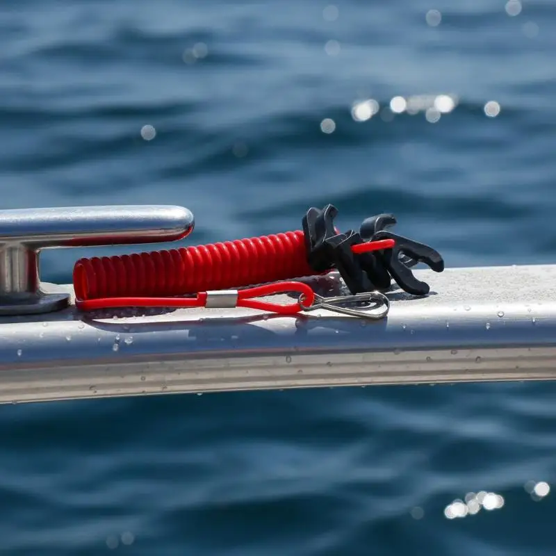 Universal Red Safety Lanyard Rust‑resistant 160cm Stretchable Kill Stop Switch With 6 Keys For Marine Outboard Motor Engine