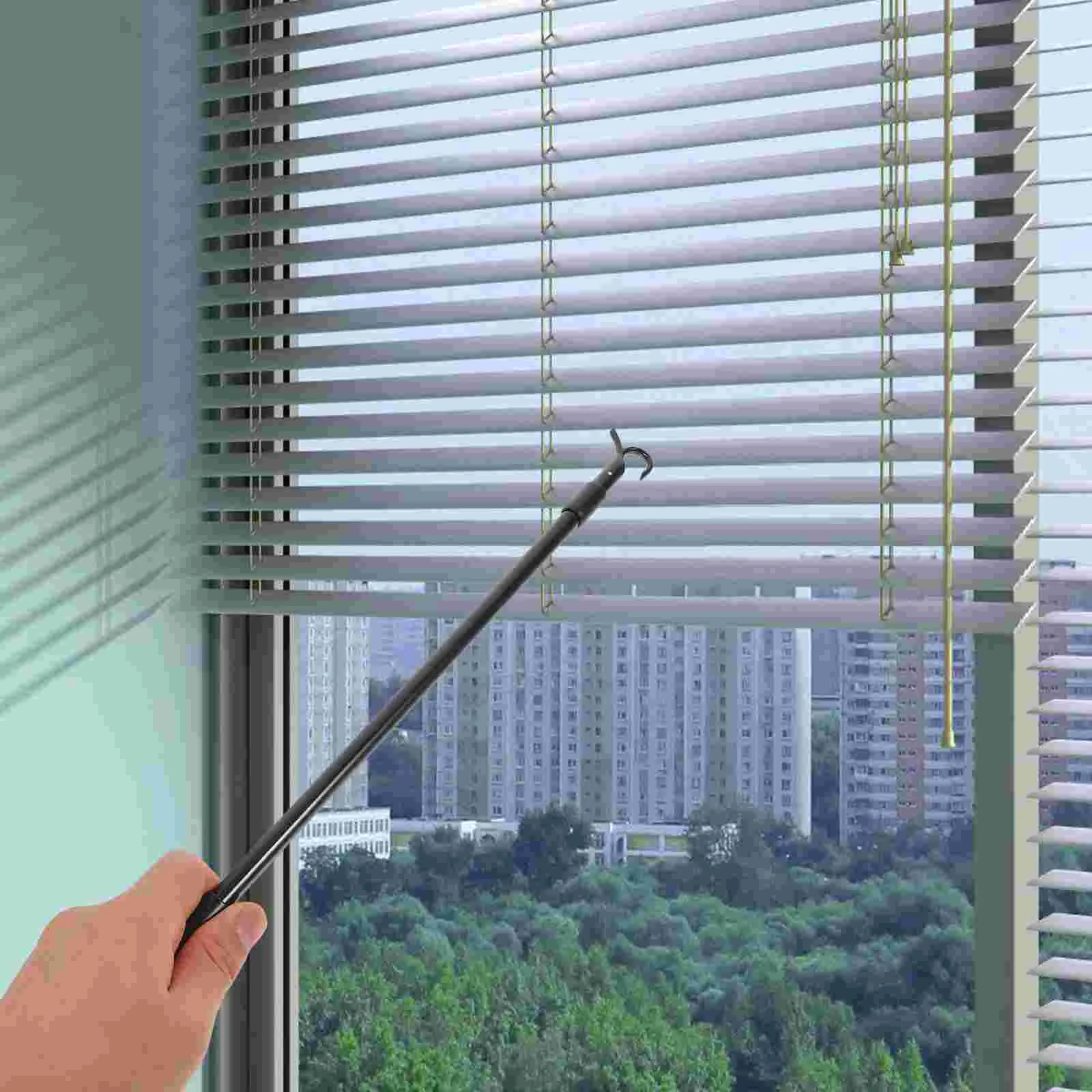 Black Curtain Telescopic Rod Drapery Wands for Curtains Pull Wardrobe Window Blind Tilt Parts