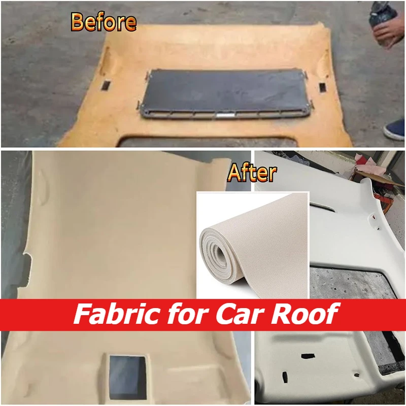 

Car Interior Fabric Headliner Roof Cloth with Sponge Backed Car Roof Upholstery Fabric Repair Material Upholstery Mesh Cloth