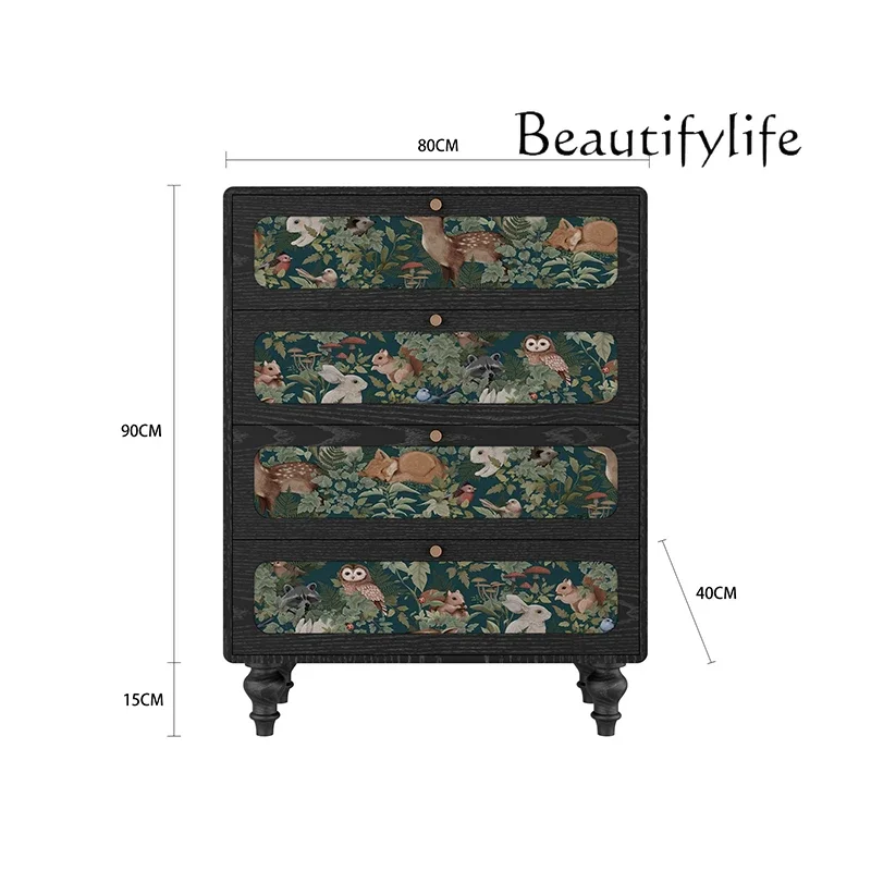 X36 French Retro Style Four Chest Cabinet Bedroom Bedside Small Animal Drawer Storage Cabinet Multi-function