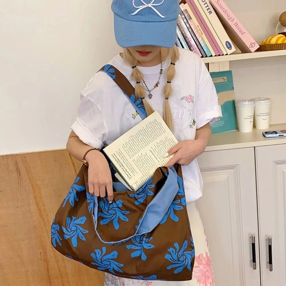 

Simple Cloth Orchid Vest Bag Flower Retro Canvas Shoulder Bag Large Capacity Korean Style Lazy Style Messenger Bag Women