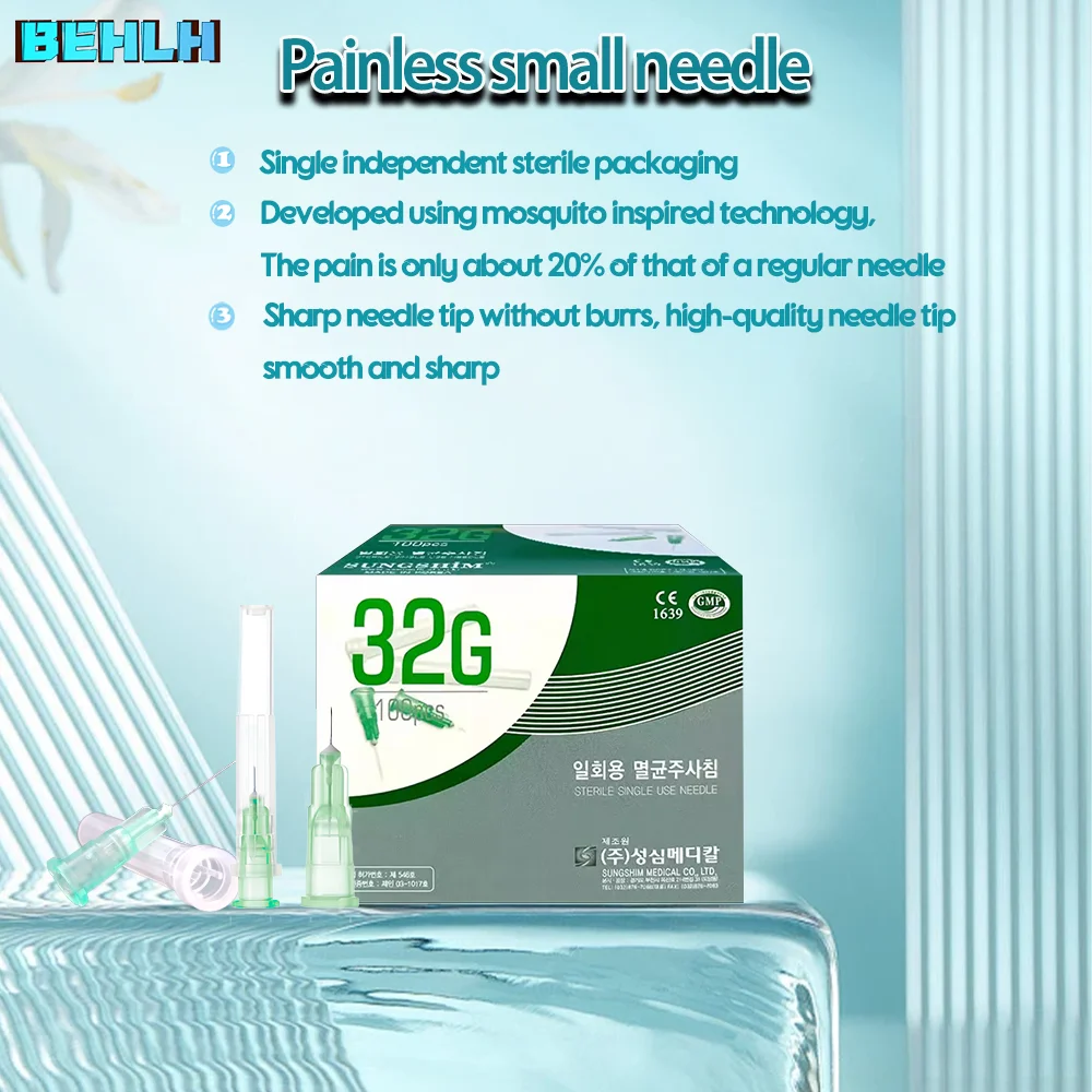 Medical disposable painless small needle 34G 32G 31G 30G/30MM 13MM 25MM 38MM 4MM 6MM 1.5MM 2.5mM microplastic injection for cosm