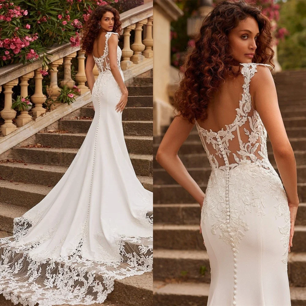 Vestidos largos personalizados con apliques de Jersey blanco para fiesta de boda, vestidos largos con cuello en V de sirena, vestido encantador con temperamento de lujo exquisito