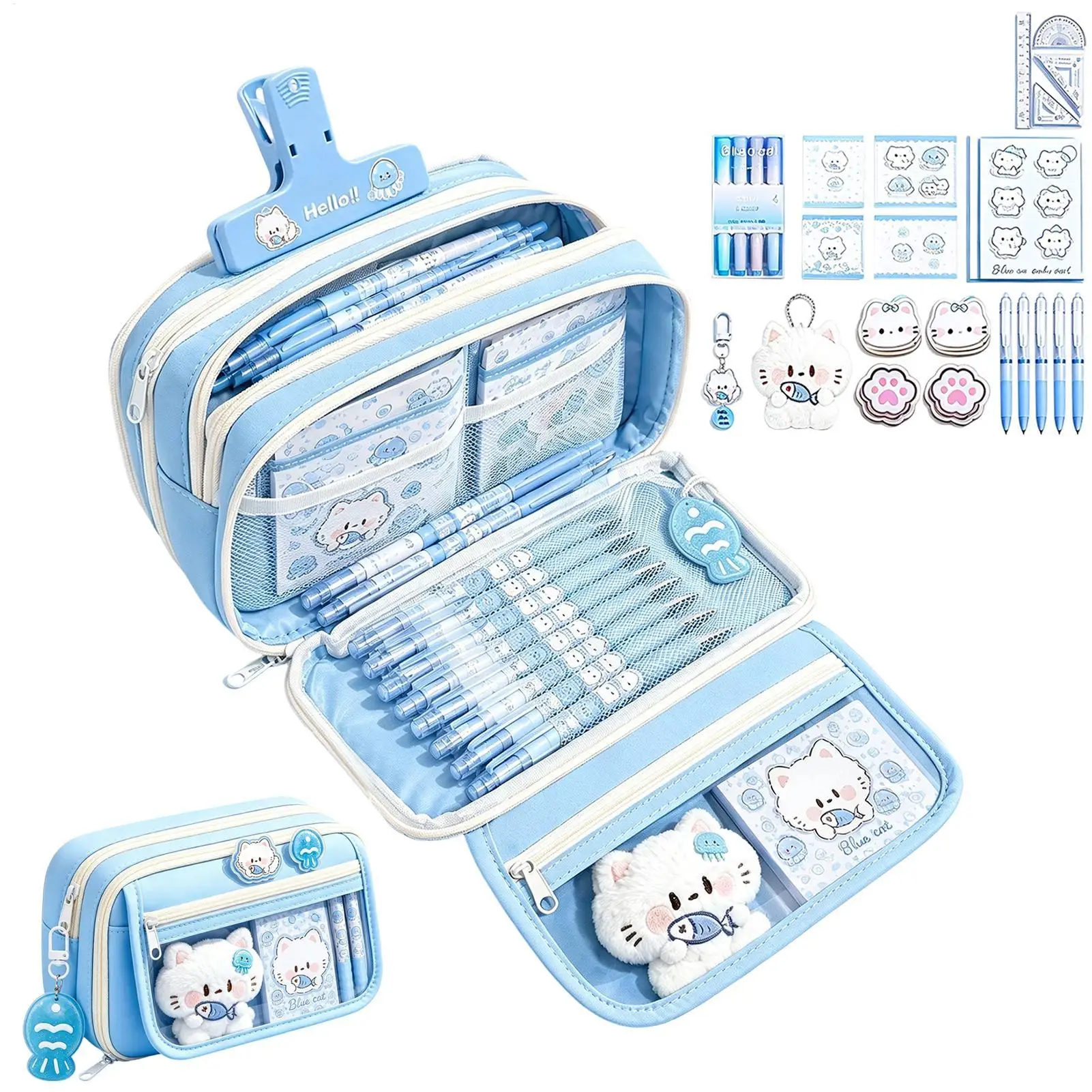 cat-shaped-stationery-box-pencil-case-with-plush-toy-cute-cat-large-capacity-organizer-kids-school-pen-case-pencil-pouch