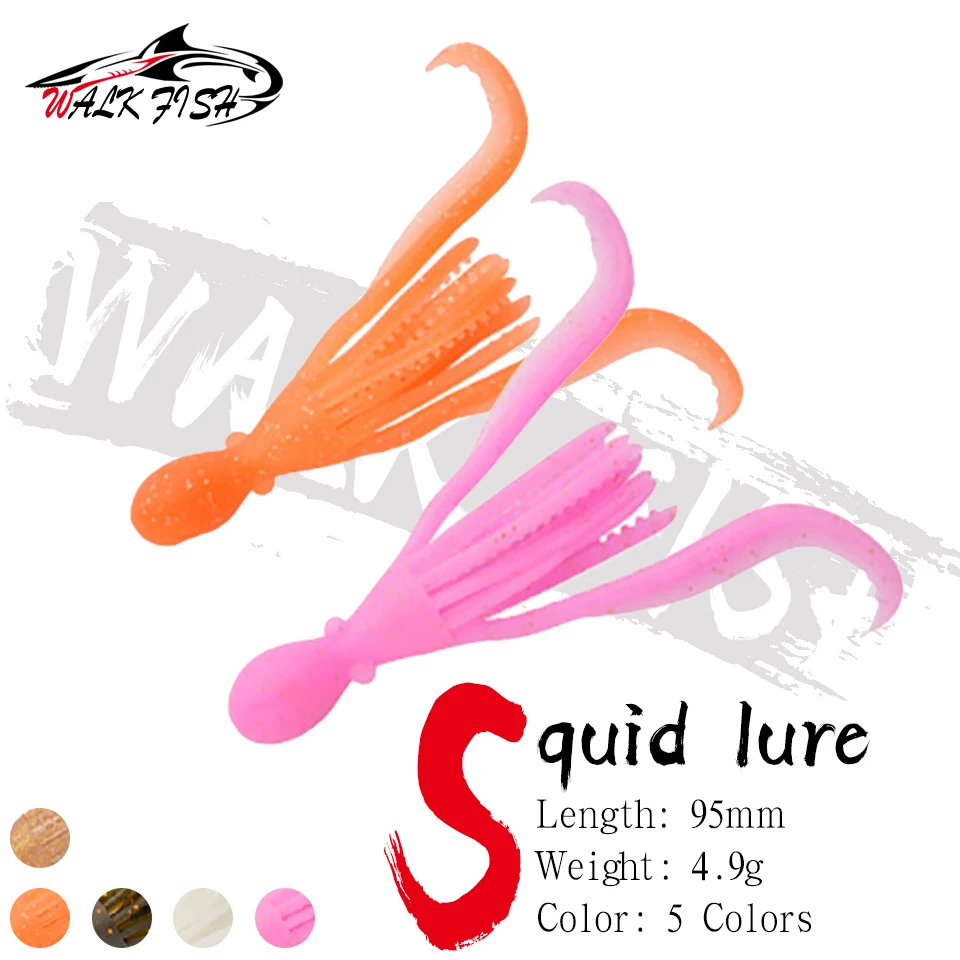 WALK FISH 4.9g Leurres souples lumineux en forme de jupe de poulpe, en silicone haute élasticité, simulation réaliste, pour la pêche au thon et la pêche au jigging au calamar, appât marin