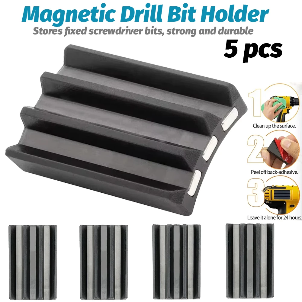 

5 шт. магнитный держатель бит 3 отверстия держатель отверток подставка для сверл чехол для хранения с клейкой лентой аксессуары для электроинструментов