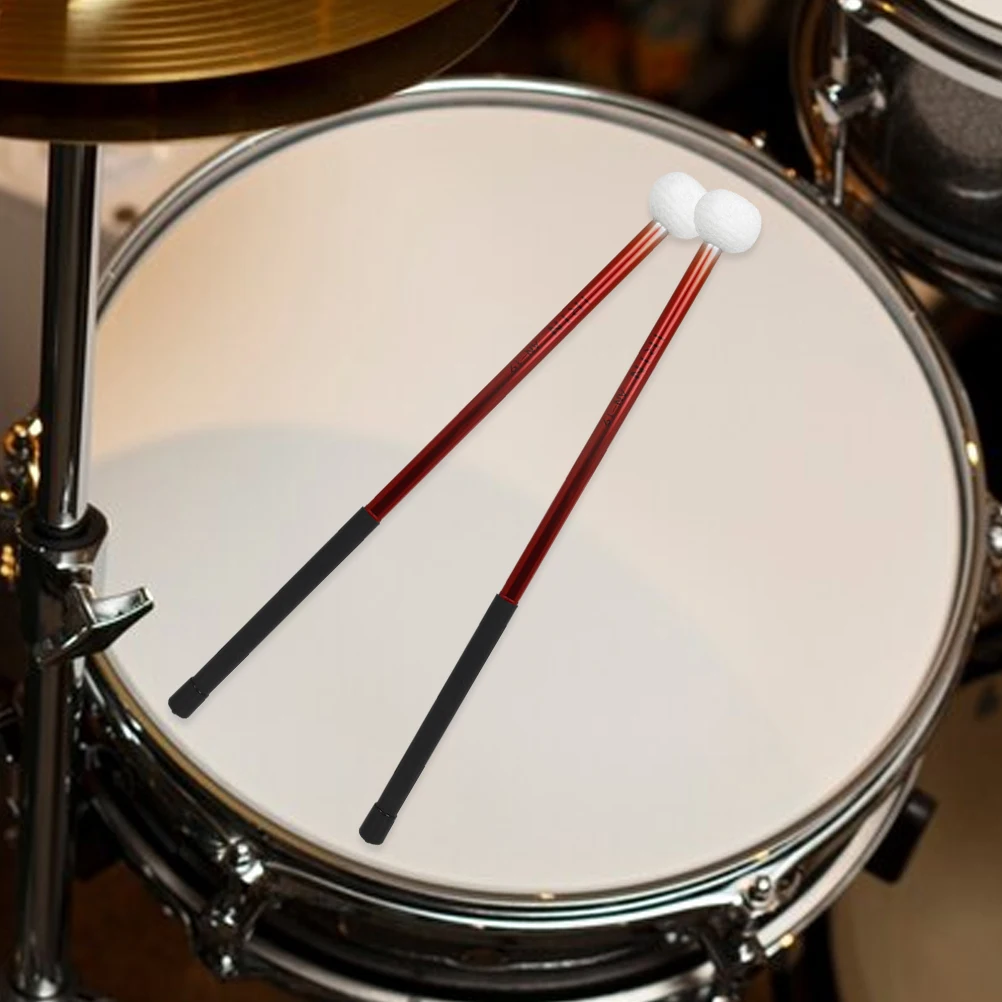 

2 Pcs Aluminum Alloy Timpan Drumsticks Bass Felt Head Mallets Replace Drummer Accessories