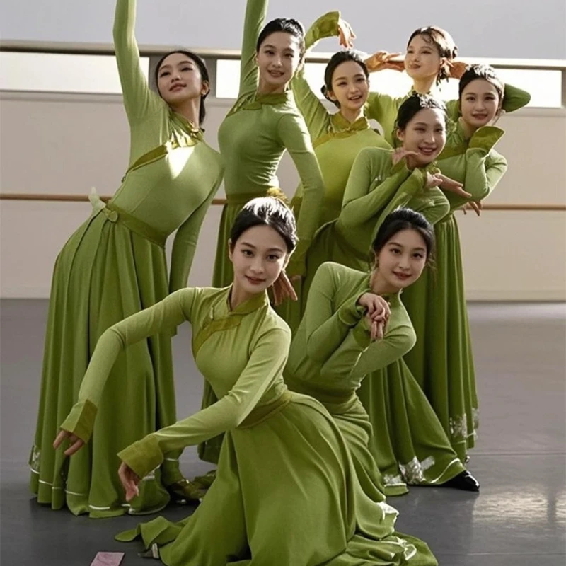 

Новый тибетский танцевальный костюм, монгольский танец, китайский стиль, этническая тренировочная юбка, народная большая юбка, сценические костюмы