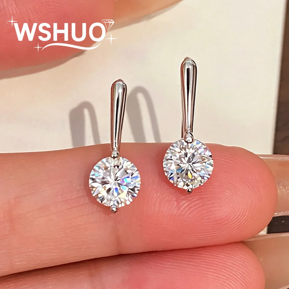 0.5/1Carat Moissanite Hook Earrings with Certificate 925 Sterling Silver U-shaped Diamond Earhook for Women Men Fine Jewelry