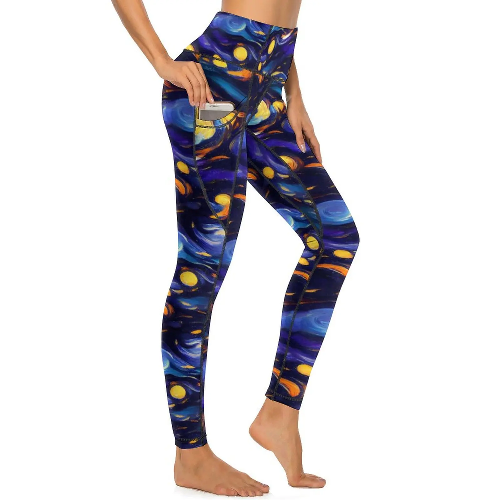 

Starry Night Leggings Sexy Abstract Famous Painting Gym Yoga Pants High Waist Stretchy Sports Tights Elegant Graphic Leggins