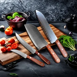 67 Layer Damascus Steel Kitchen Cleaver Chef Knives Boning Meat Slicing Sushi Knife Fruit Paring Steak Cutting Utility Knife