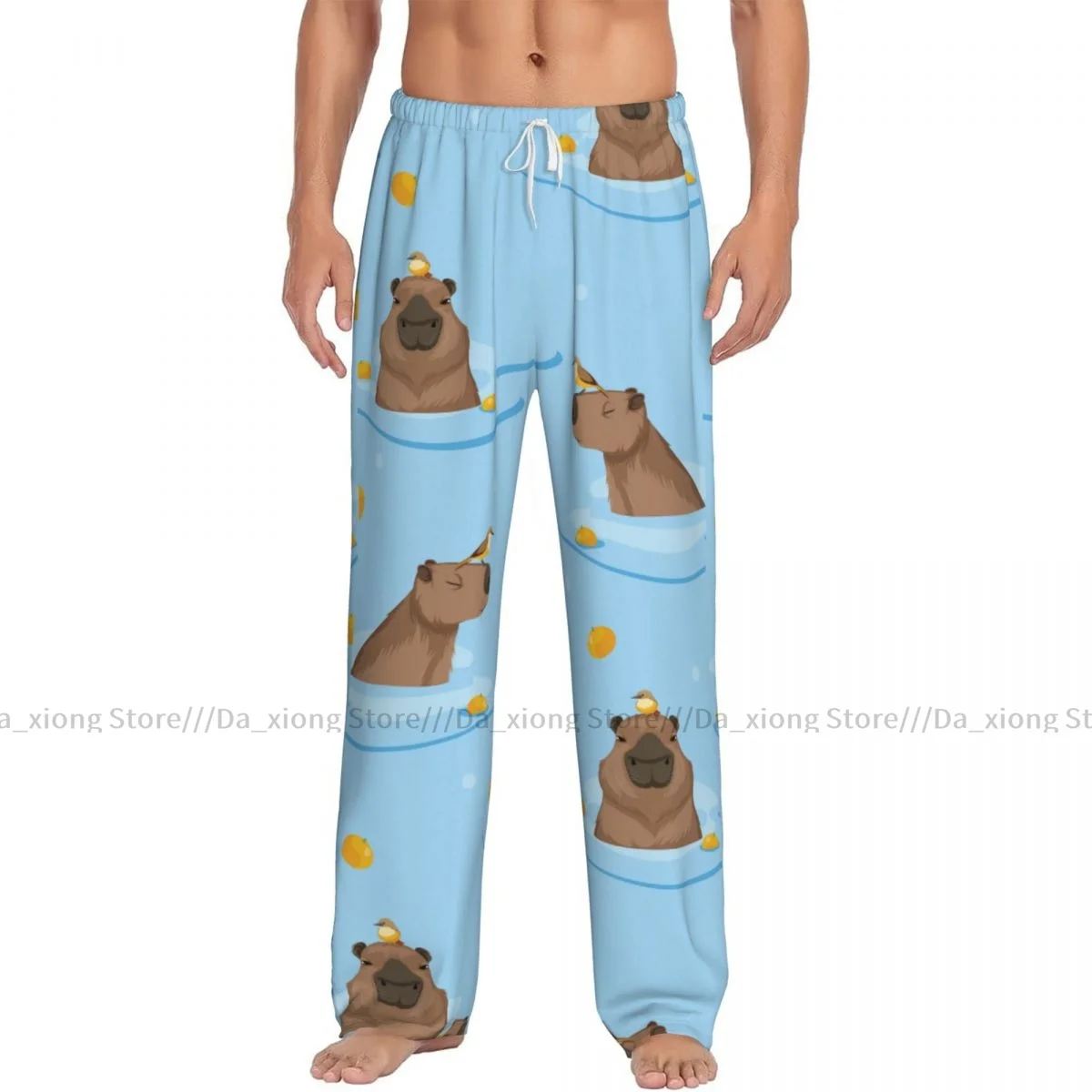 Cute Capybara Oranges Sea Swimming Mens Pajamas Pyjamas Pants Lounge Pants Sleep Bottoms