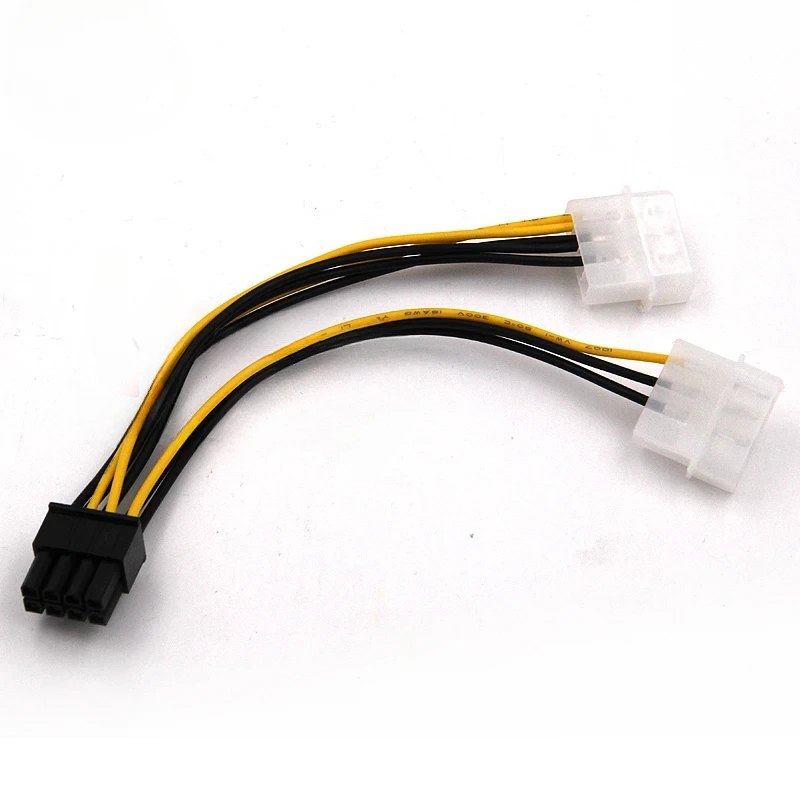 8 Pin To Dual PCI Express Male LP4 4Pin Molex IDE PCI-E graphic Video Card Power Cable Adapter Connector