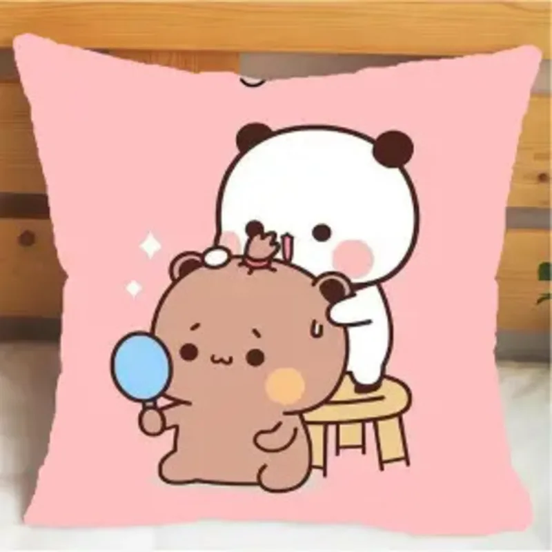 Panda Bear Hug Bubu Dudu Square Throw Pillow Velvet Creative Home Sofa Car Cushion Lovers Back Cushion 45*45CM Birthday Gifts