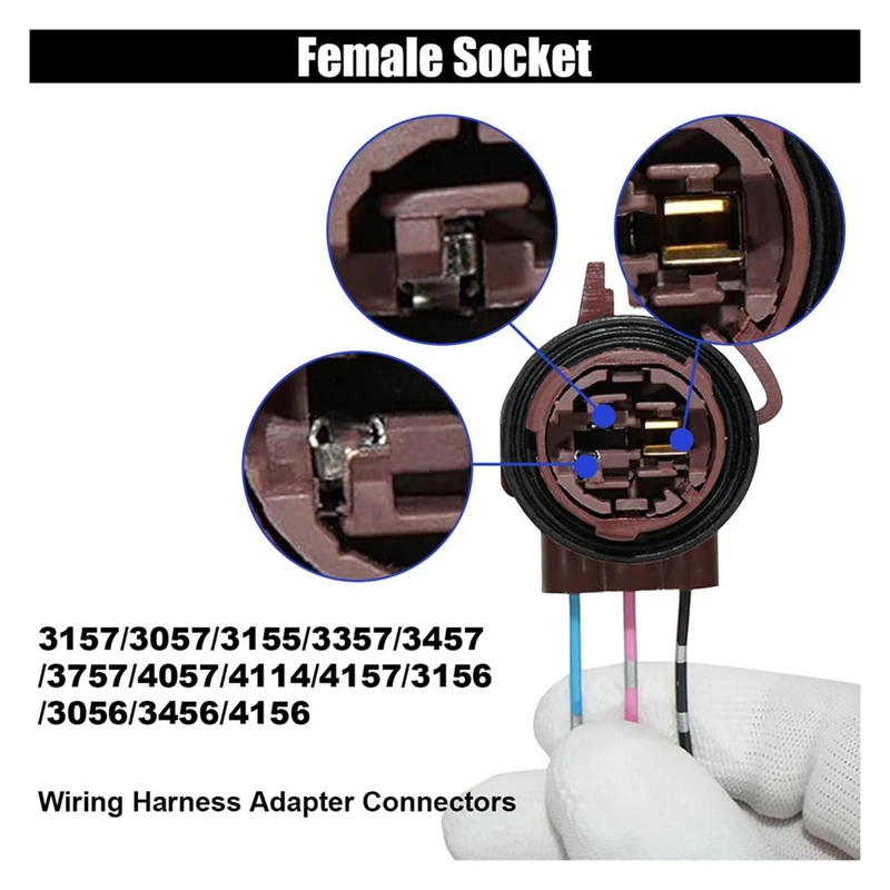 4PCS 3157 Pre-Wired Harness Sockets, Car LED Bulbs Socket Adapters, Bulb Pigtail Socket Plug Connectors