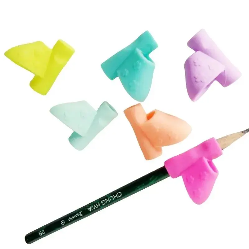 3/5Pcs Grip Pen Corrector Writing Corrector Soft Rubber Writing Posture Grip Handwriting Aid Correction Montessori Stationery