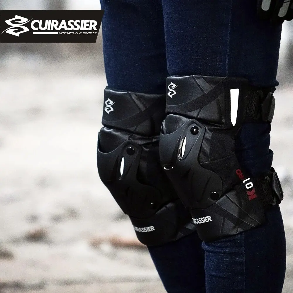 CUIRASSIER ป้องกันมอเตอร์ไซด์ Kneepads รถจักรยานยนต์เข่า Pads MX Protector ปรับ Racing Guards ป้องกัน Night สะท้อนแสง