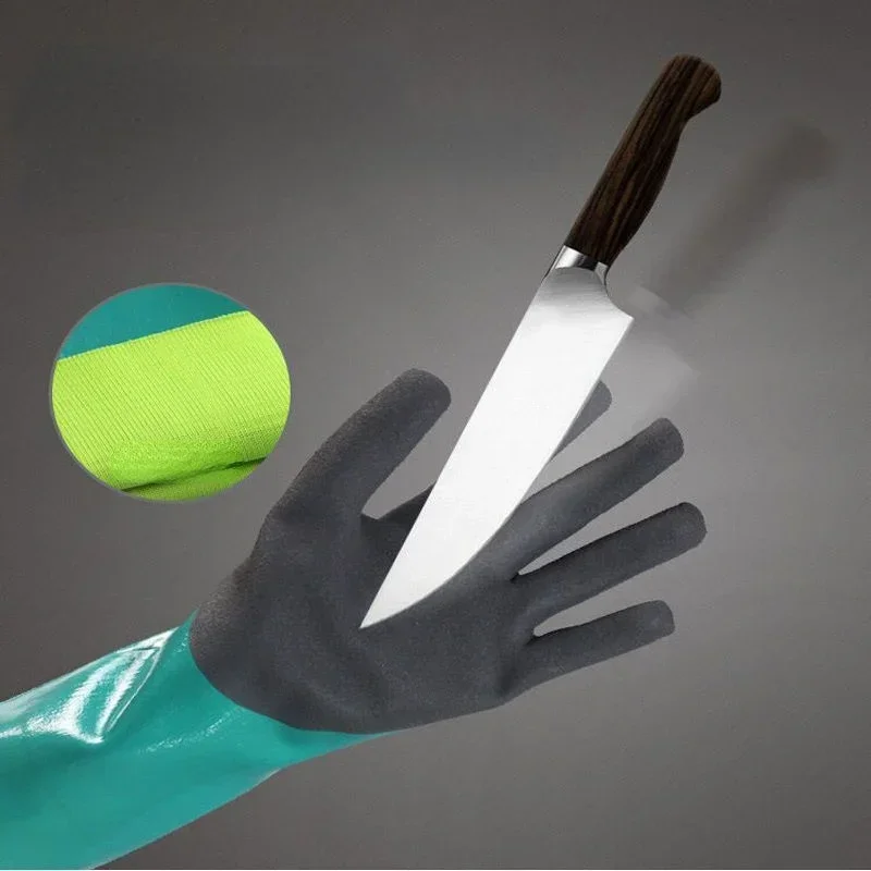 Reusable Heavy Duty Safety Work Gloves, Acid,Labor Protection Wear-Resistant,Anti-Skid and Anti Cutting Rubber Gloves