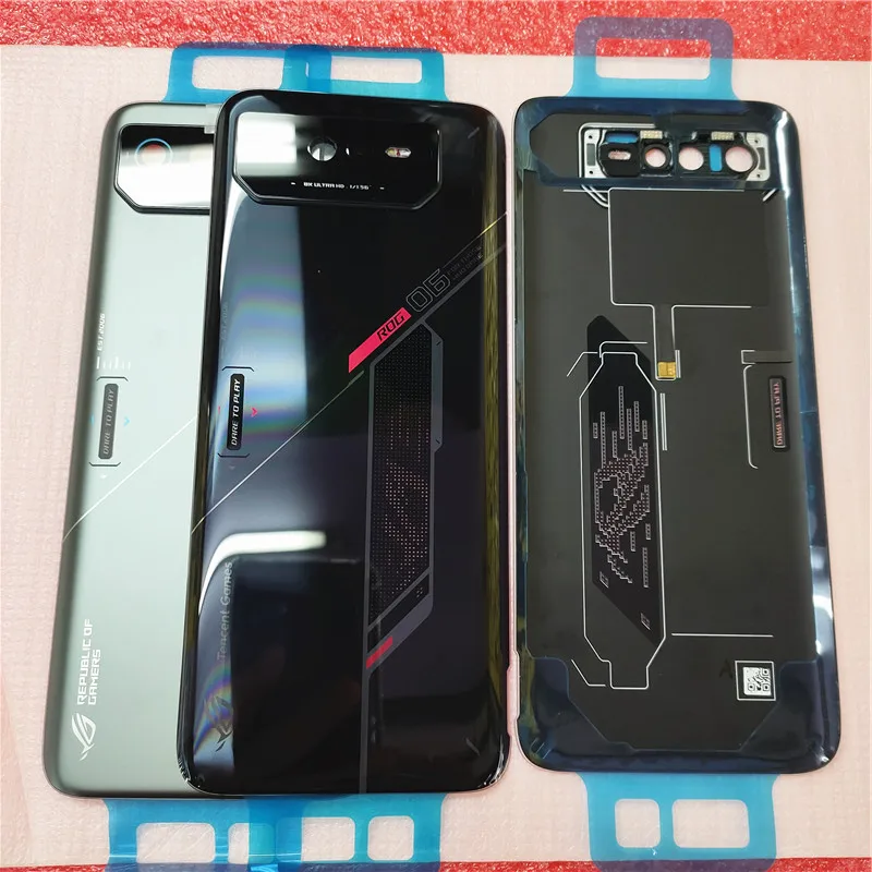 

New Battery Back Cover For Asus ROG Phone 6 / ROG 6D AI2203 Rear Housing Door Case Lid + Camera Frame Glass Lens