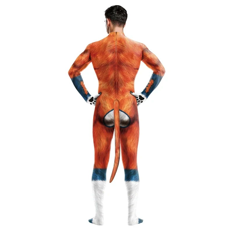 

3;c,5\h;7/ Men 3D Crocodile Texture Printed Animal Cosplay Costume Bodysuit with Tail Crotch Zipper Jumpsuits Ce'5,h'7\f/