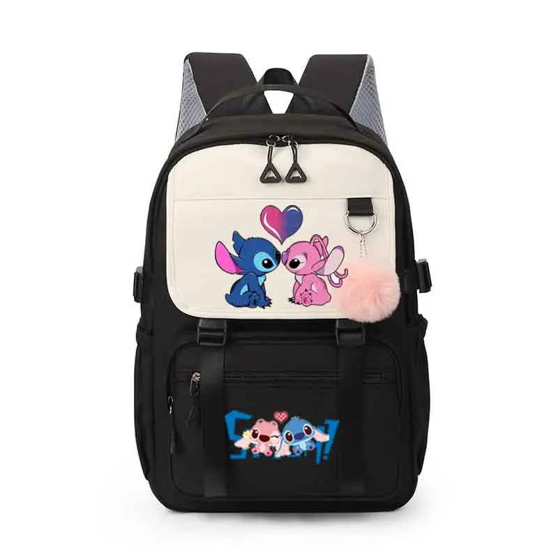 Lilo & Stitch Bolsas escolares para meninas e meninos, Adolescentes Bookbag, Mochila de Nylon, Bolsa de Ombro, Mochila de Viagem