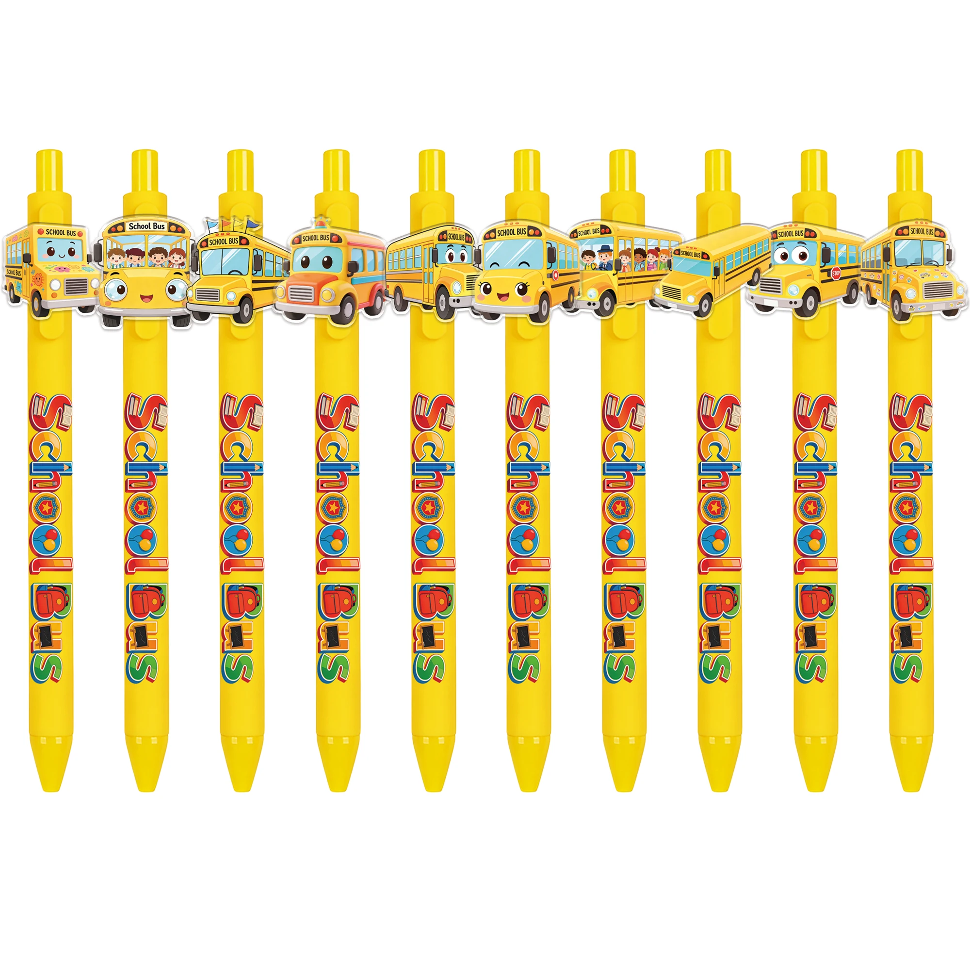

10/15 шт. креативных ручек в форме школьного автобуса, шариковые ручки с тематикой школьного кампуса, канцелярские товары для офиса и учебы