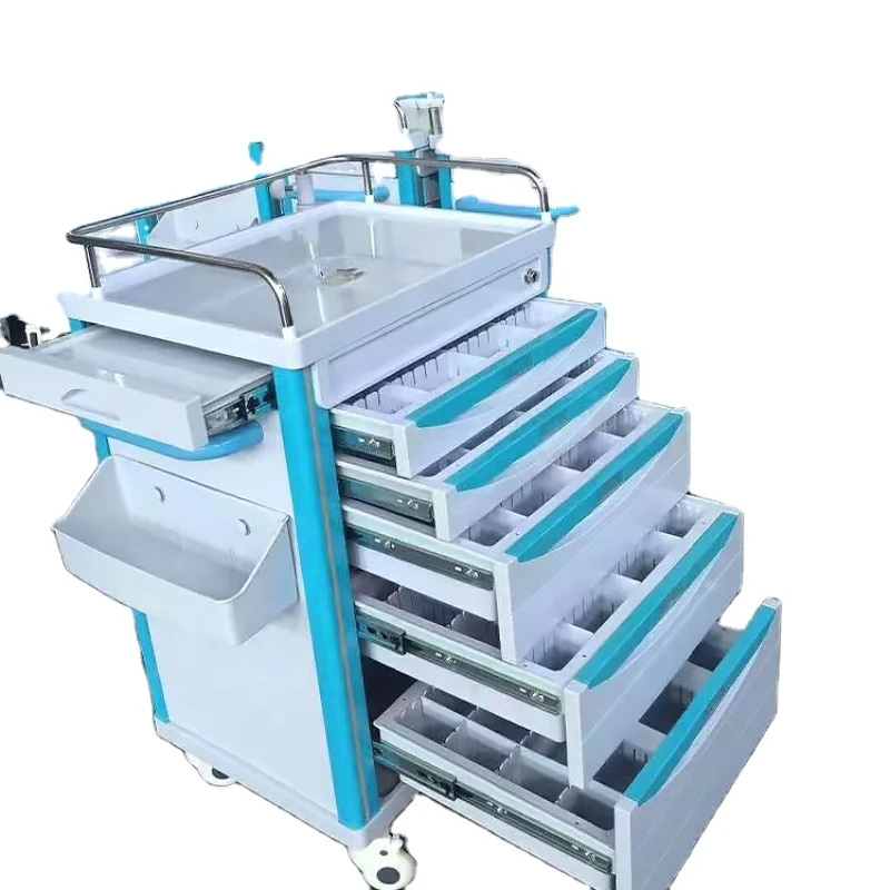 Medicine Trolley Cart Medical Hospital Furniture Abs Emergency Medical Trolley Cart for Hospital Clinic