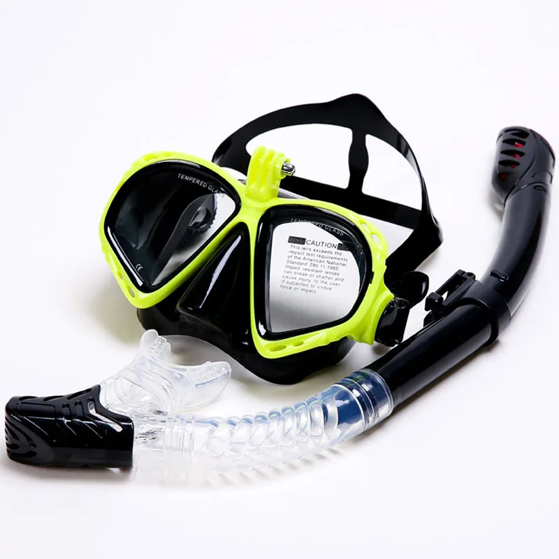 

Snorkeling three treasures can be installed GoPro camera diving goggles full dry snorkel snorkeling suit male silicone mask