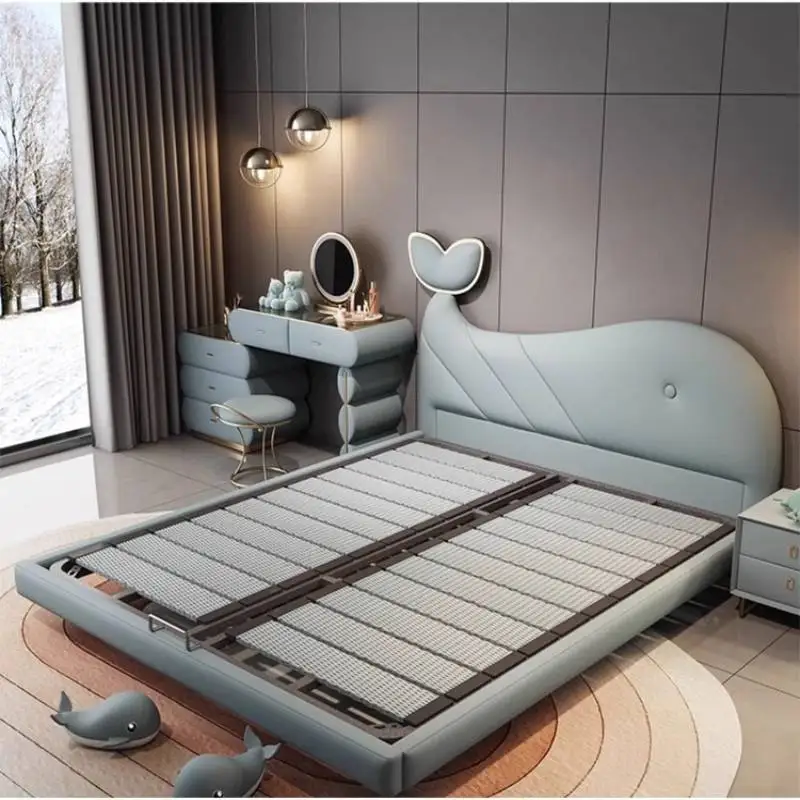 Decoração de luxo crianças camas normal barato simples único personalizado crianças camas design madeira moderno iluminado pour enfants móveis casa