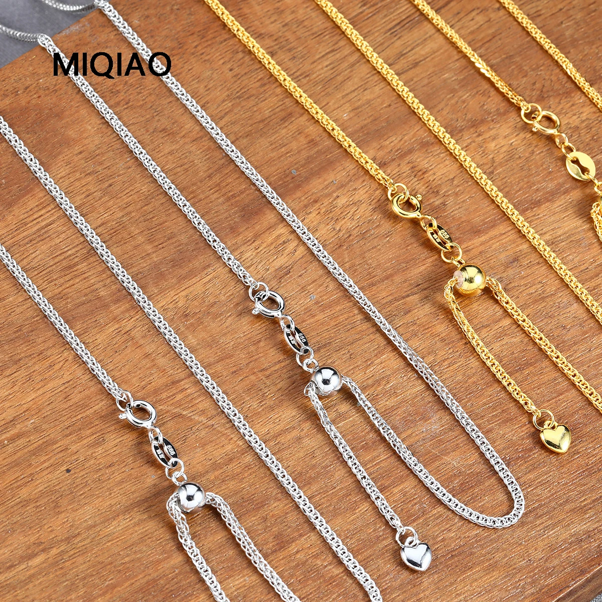 MIQIAO 999 Sterling Silver Chopin Chain Necklace Women For Girls Adjustable Jewelry Female 45 55 65 CM Long Necklaces For Women