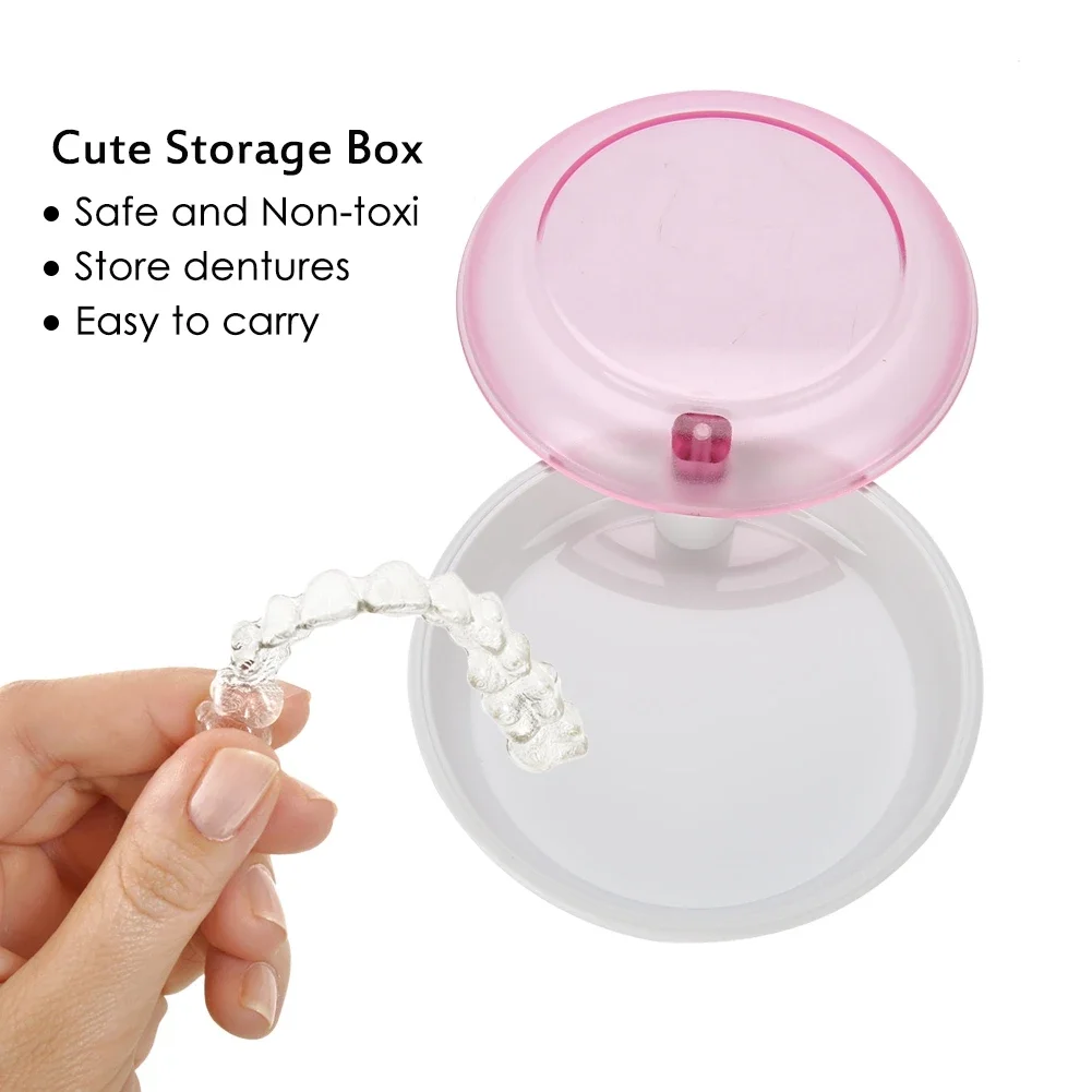 

Portable rotating tooth storage box orthodontic bracket box cute storage box denture care protection dental tools