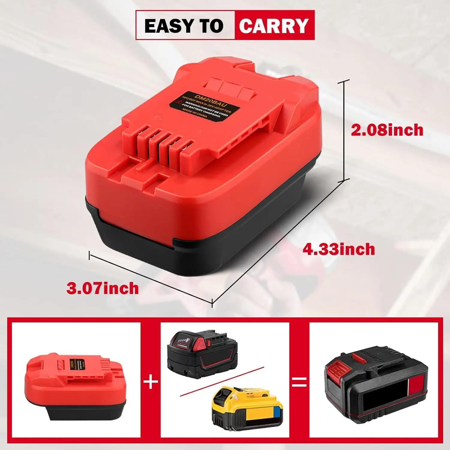 Imagem -04 - Adaptador para Milwaukee Conversor de Bateria Li-ion 20v Ferramentas Usadas para Dewalt Bauer 18v 20v
