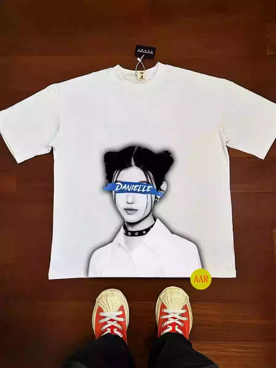 

2025 Girl Group NewJeans MINJI HANNI DANIELLE HAERIN HYEIN Original Crew Neck Loose Short-sleeved Tt Shirt